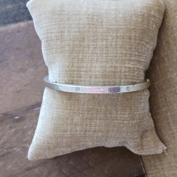 "Love Your Heart" Silver Tone Bangle Bracelet - Picture 7 of 8